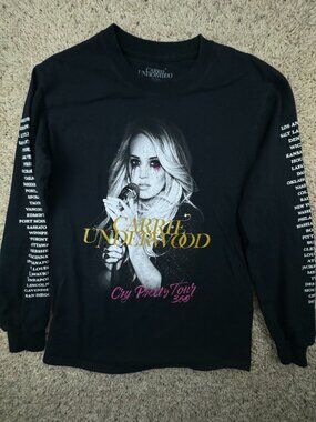 Carrie Underwood T-shirt The Cry Pretty Tour 360 Black Size Small Long Sleeve